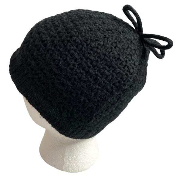 Merrell Knit Beanie Black Tassel Loops Fleece Lined Hat One Size Boho Outdoor - Picture 8 of 15